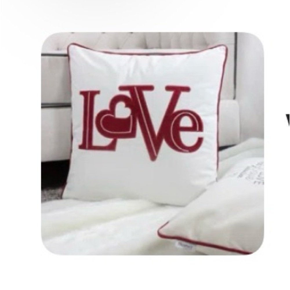 Pillow White/Red Love Accent Pillow. a romantic Valentine’s Day pillow ❤️